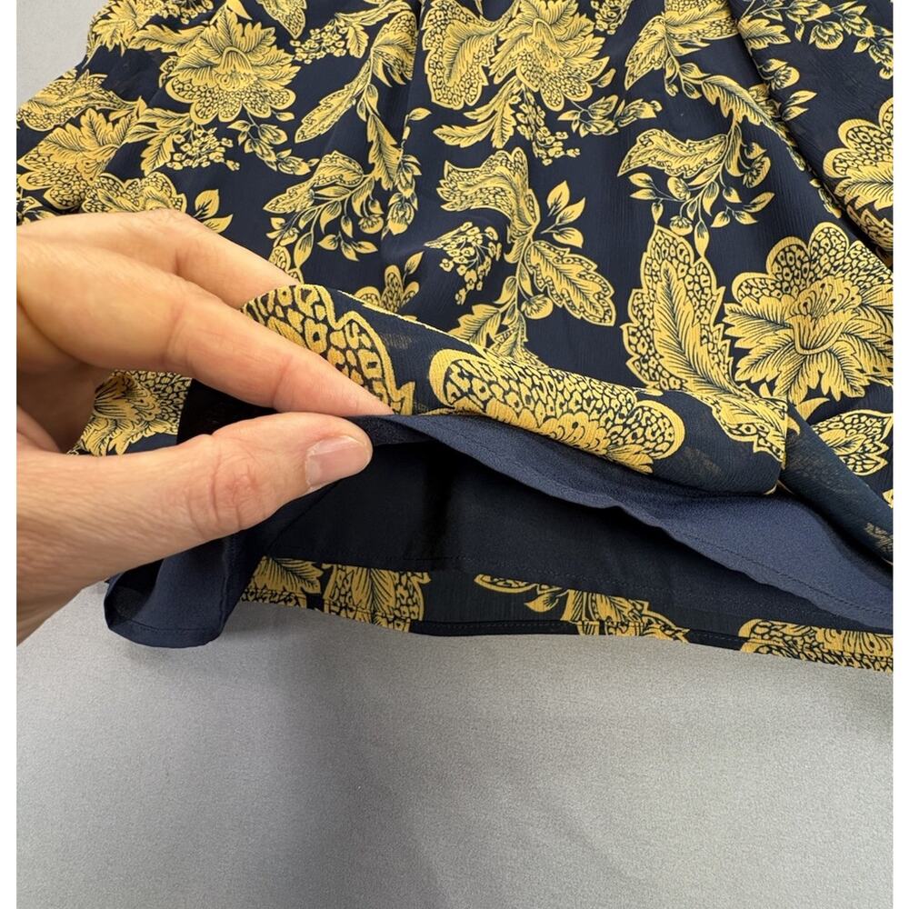NWT J.Crew Factory Floral Smocked Shirt Blouse Navy Gold Womens Size Med AS357 - Picture 6 of 10